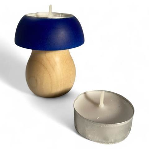 Champignon décoratif en bois d'érable avec bougie remplaçable (3" x 3" x 3"), photo 6