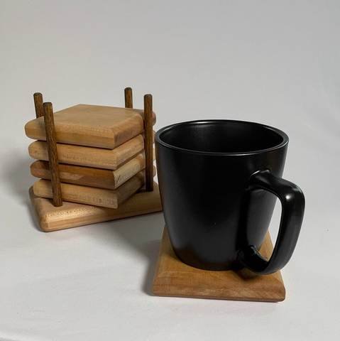 Sous-verres en bois, avec support