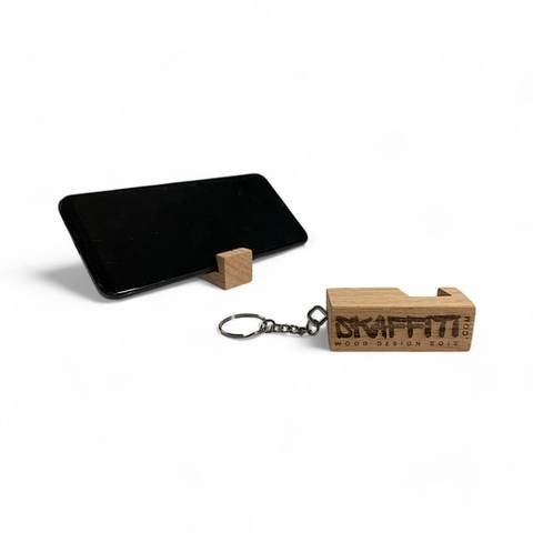 Support pour téléphone et porte-clés en bois rectangulaire (2,5" x 0,75" x 0,75", Butternut, gravure au choix)